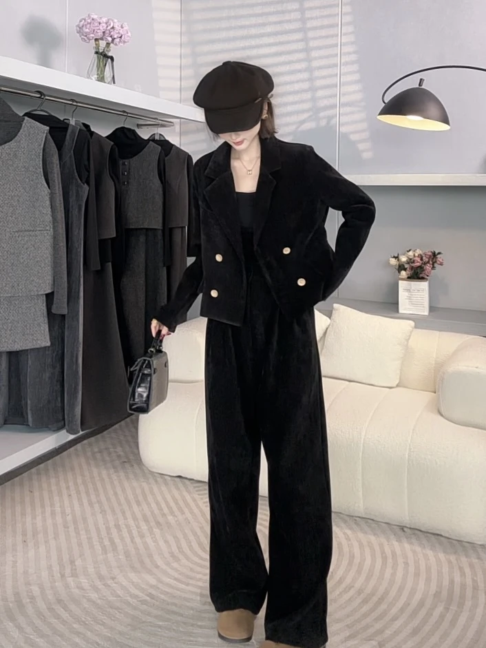 秋装新款西装套装女阔腿裤时尚气质高级感宽松小香风一整套设计感