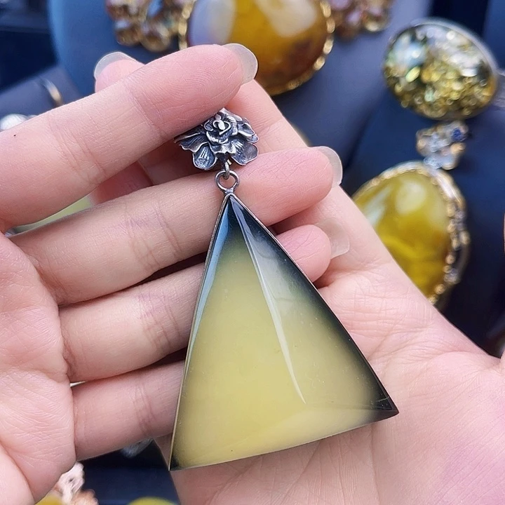 琥珀银S925镶嵌裸石