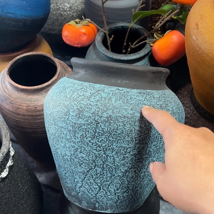 蓝色坛子高20口14默认打孔