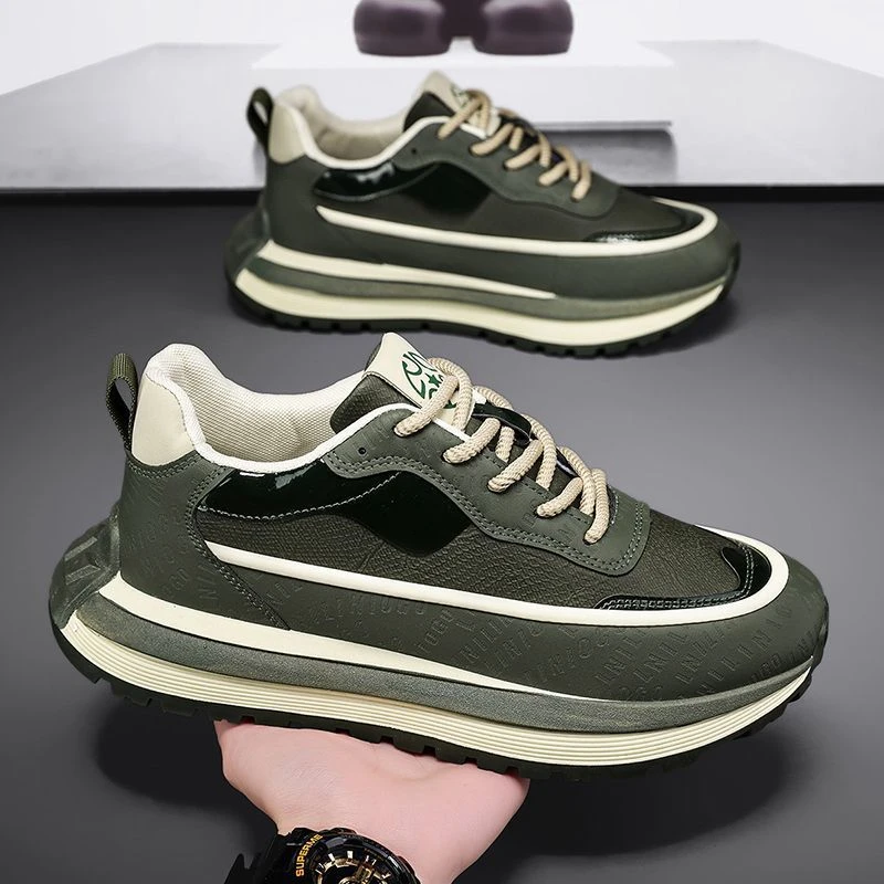 男鞋2025秋季新款透气低帮老爹鞋百搭潮流厚底增高鞋运动休闲鞋子
