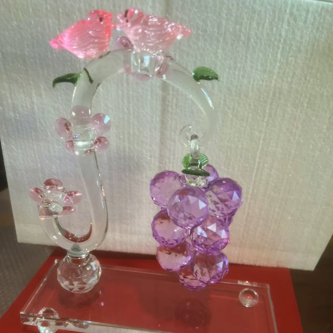 紫色水晶葡萄树摆件现代创意居家装饰客厅玄关高档乔迁礼品