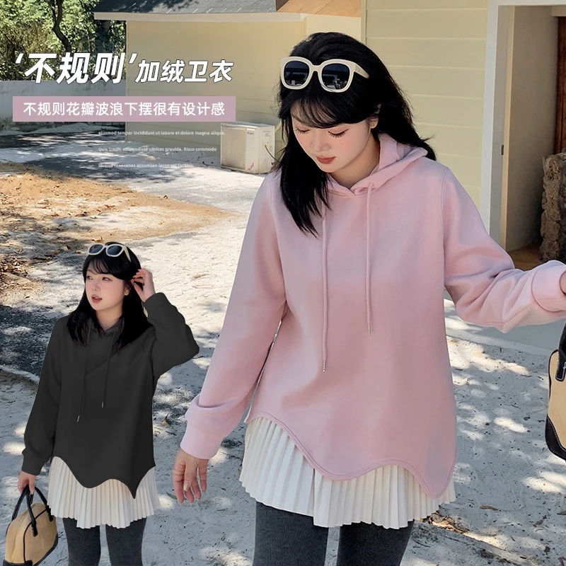 【红袖雨】波浪百搭卫衣女冬季新款加绒保暖上衣SX1024441926