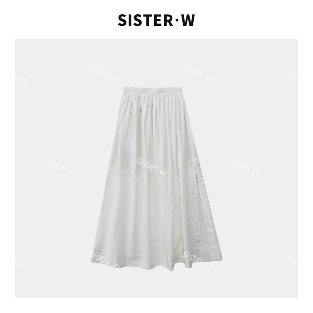 新款垂感侧开叉设计半身裙6100