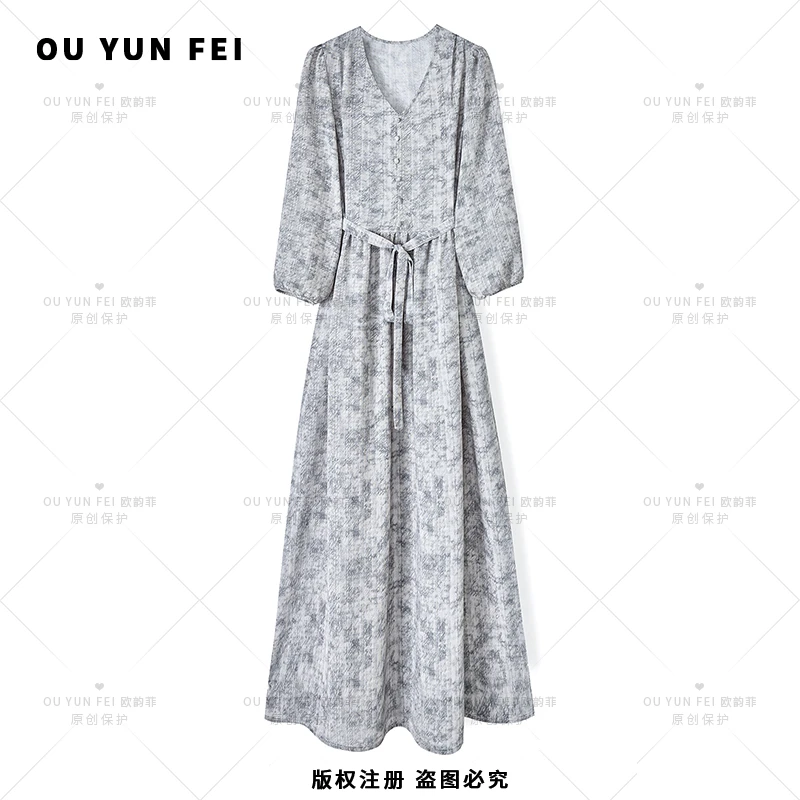 【王祖贤同款】连衣裙夏季新款显瘦穿搭轻奢女装洋气高级长裙F2085