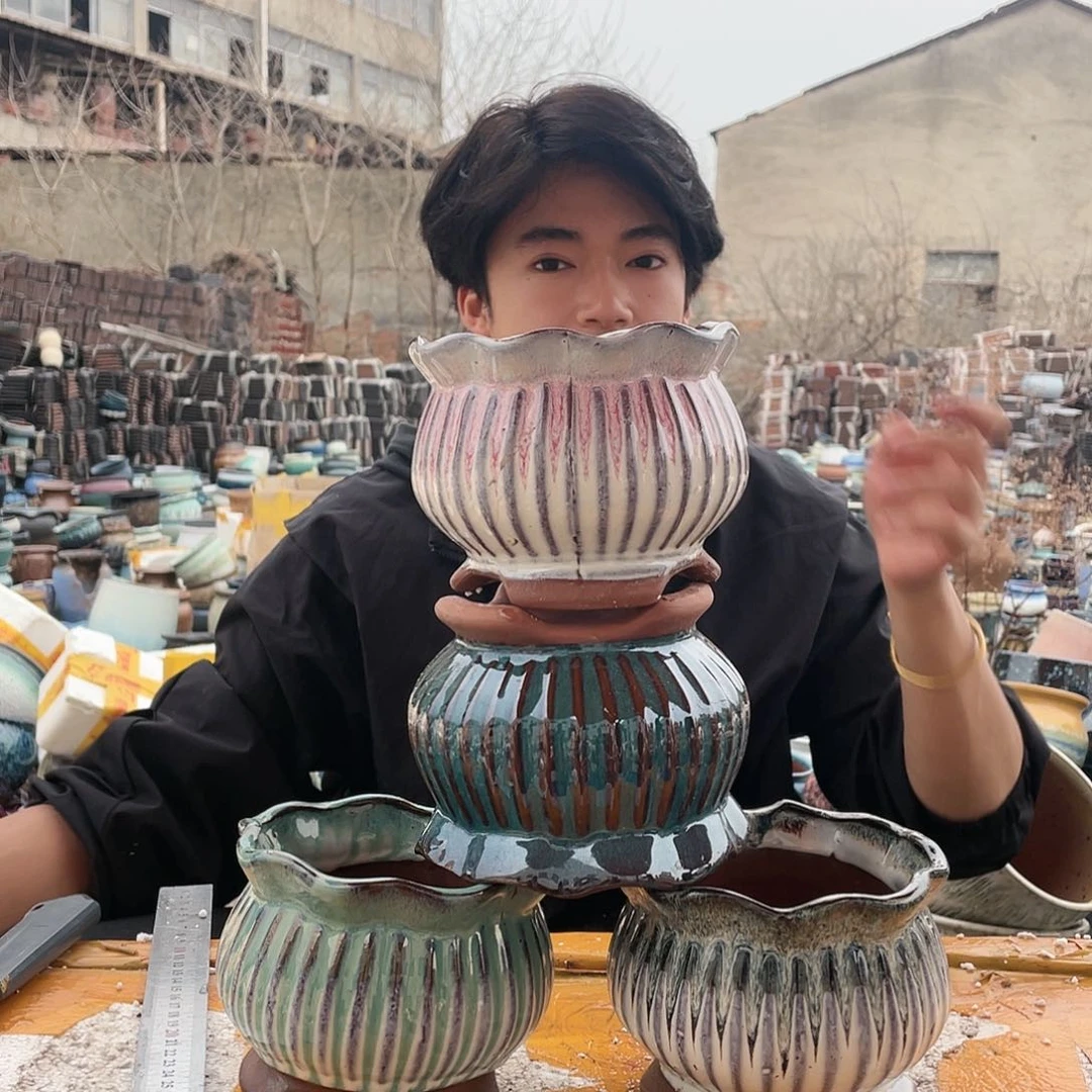 宜兴紫砂粗陶花盆