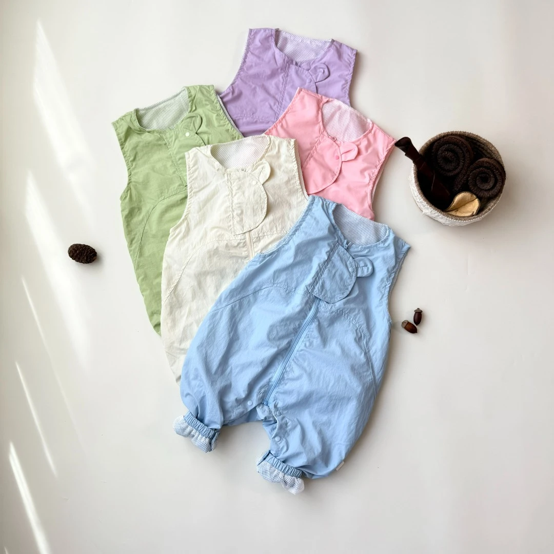 【萌77】婴儿小熊冲锋衣背带裤连体衣可开档设计宝宝时尚可爱