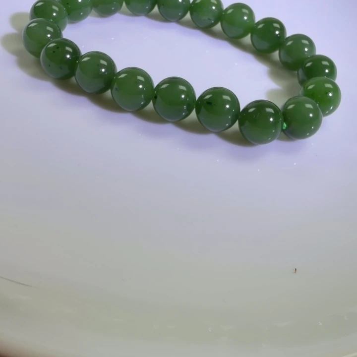 和田玉未镶嵌手链卡10菠菜绿