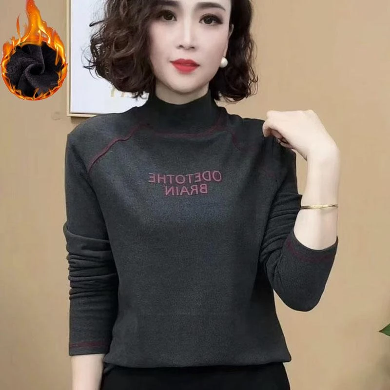 【秋冬必备】秋冬季新款洋气百搭减龄打底衫时尚半高领上衣女D75113