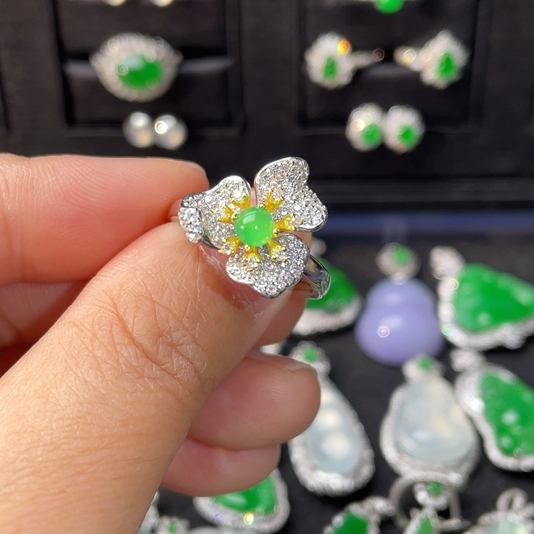 翡翠银S925镶嵌戒指