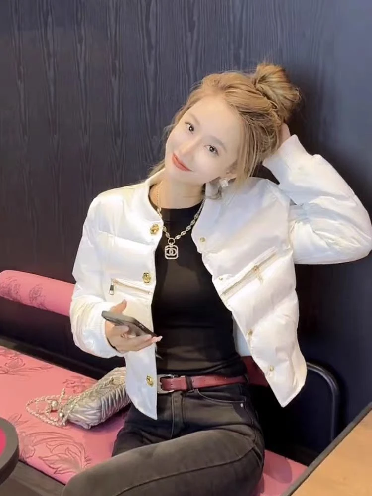 （长约55）冬季新款时尚百搭气质小香风洋气短款棉衣外套2830