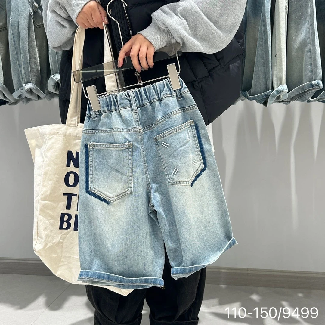 505885 韩版男童女童新款夏款时尚儿童洋气百搭休闲夏季牛仔中裤