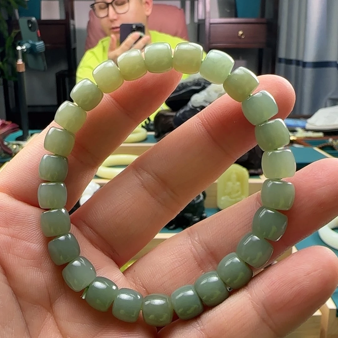 和田玉（白玉）未镶嵌吊坠(不含链)且末近矿直切手串