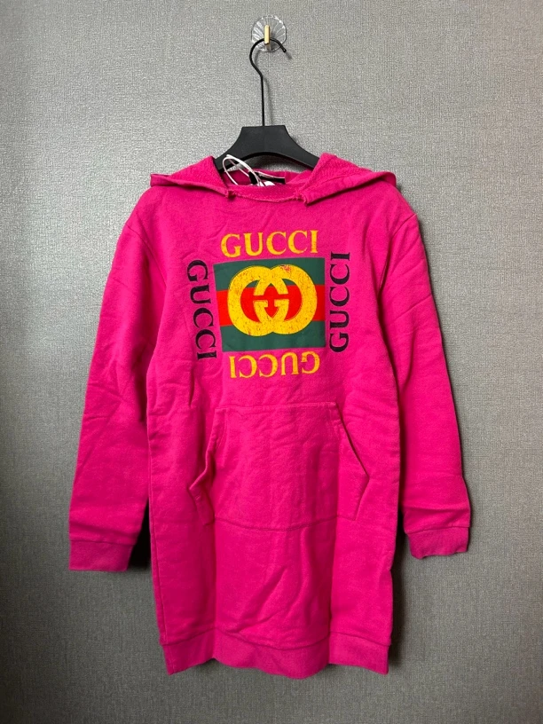95新 GUCCI/古驰 粉色连帽卫衣