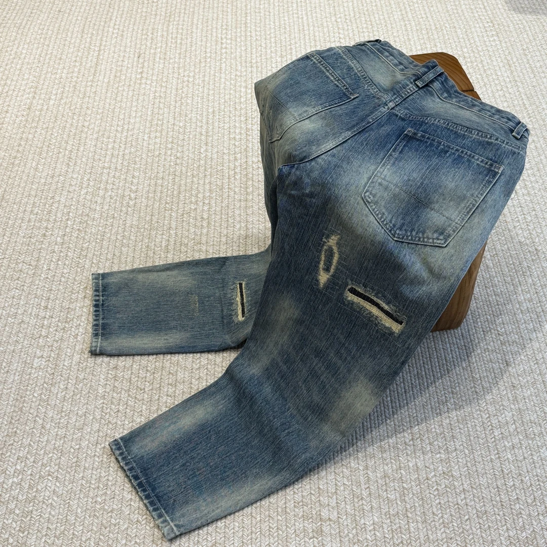 DHLQ《重工系列》重磅竹节爆竹破坏补丁牛仔裤 108