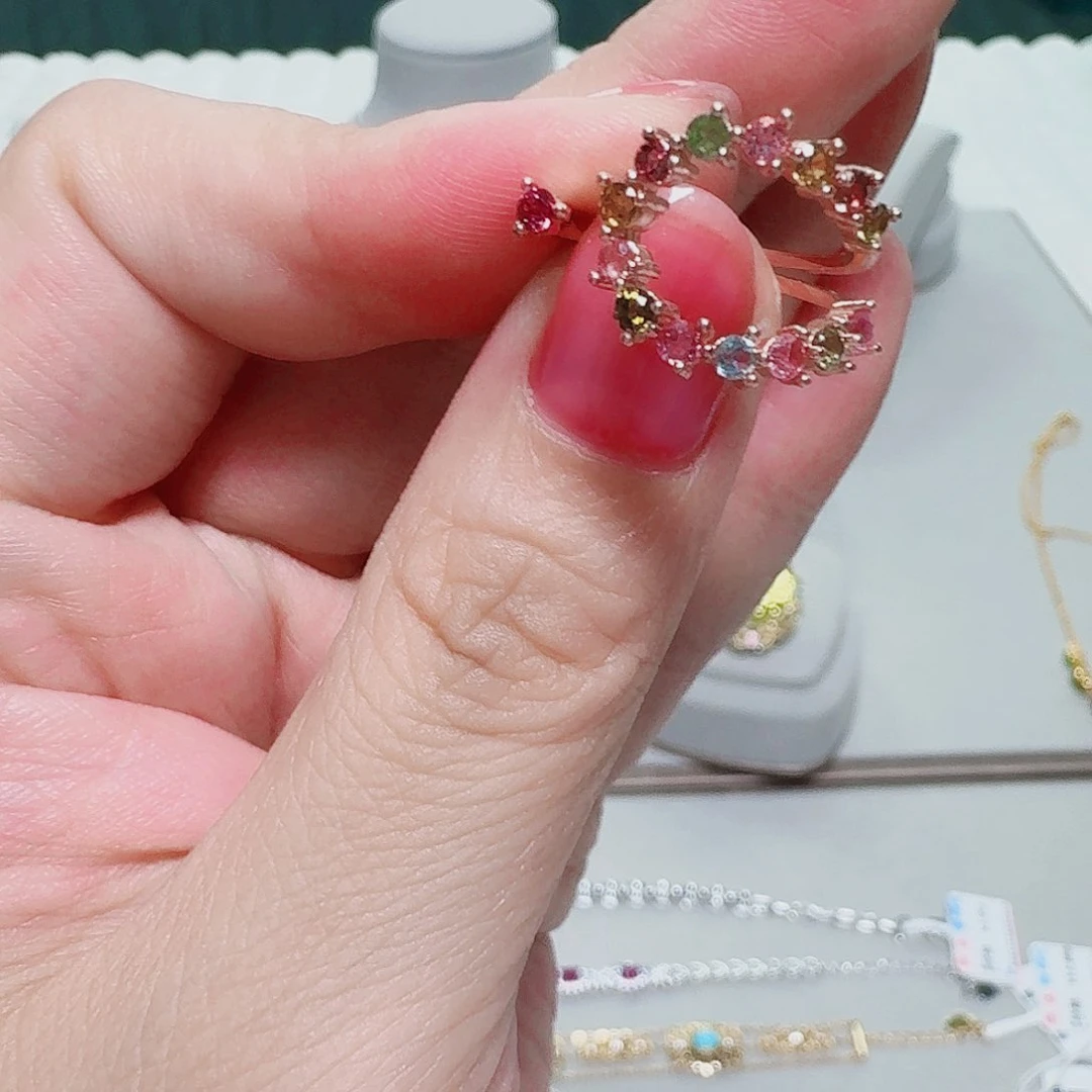 碧玺戒指银S925镶嵌戒指