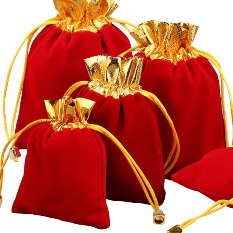 【新人福利】新年首饰品包装袋红色绒布袋福袋包手串锦囊核桃文玩