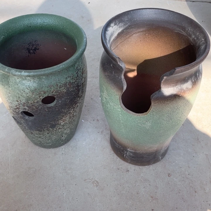 紫砂花盆23×16/26×16切口侧孔瑕