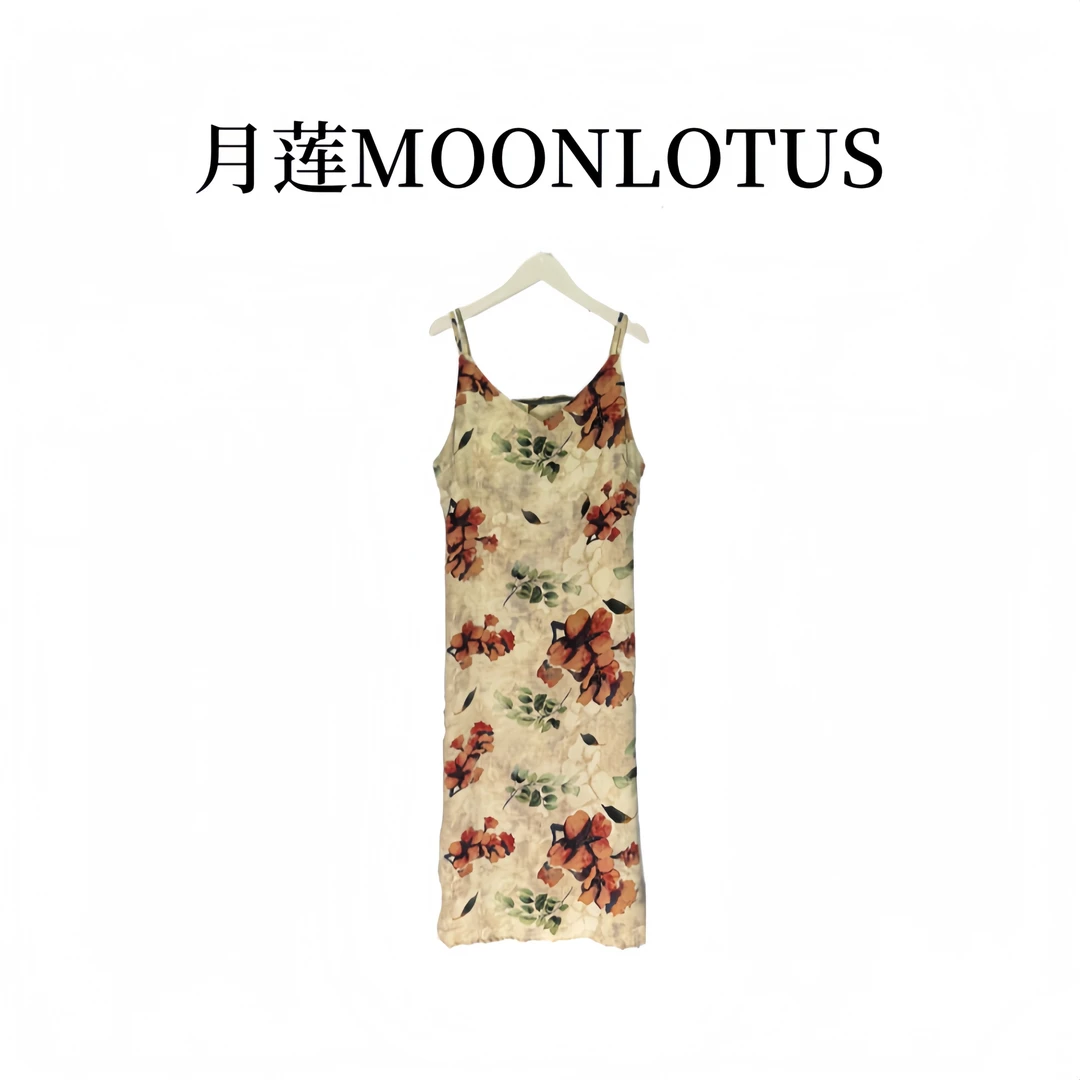 G912  碎花无袖夏季印花吊带连衣裙裙子复古时尚气质春夏