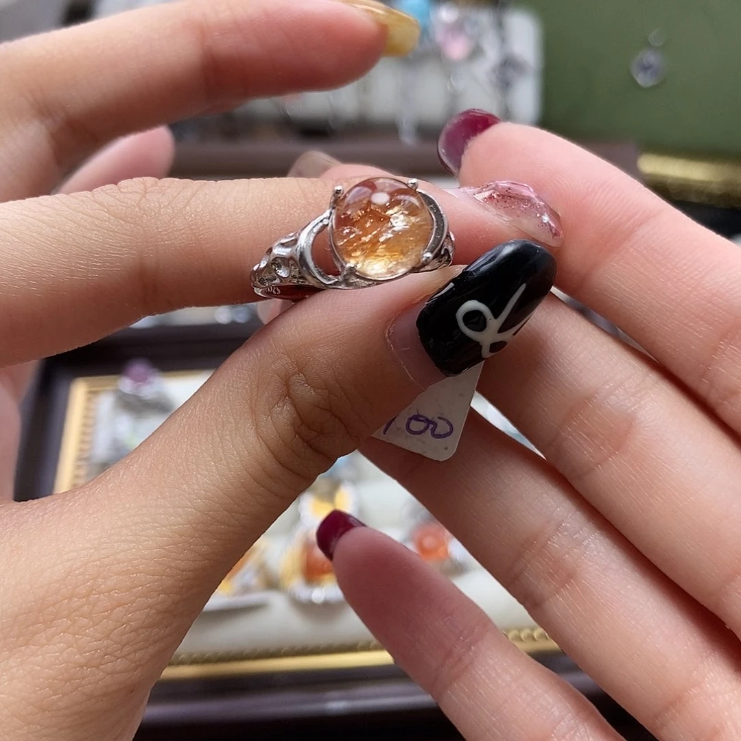 水晶戒指银S925镶嵌神****经锦鲤