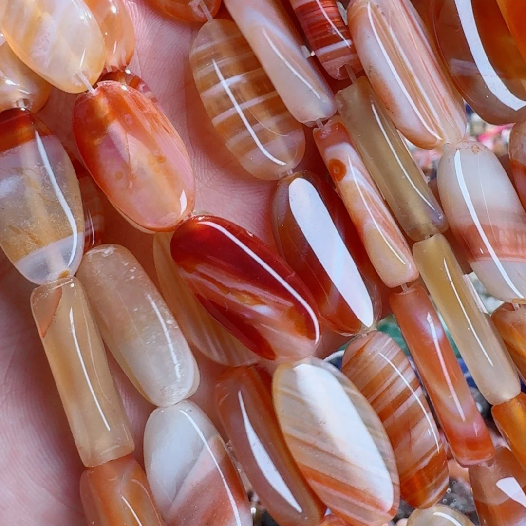 玛瑙/玉髓合金珠宝半成品13*23缠丝玛瑙椭圆一条