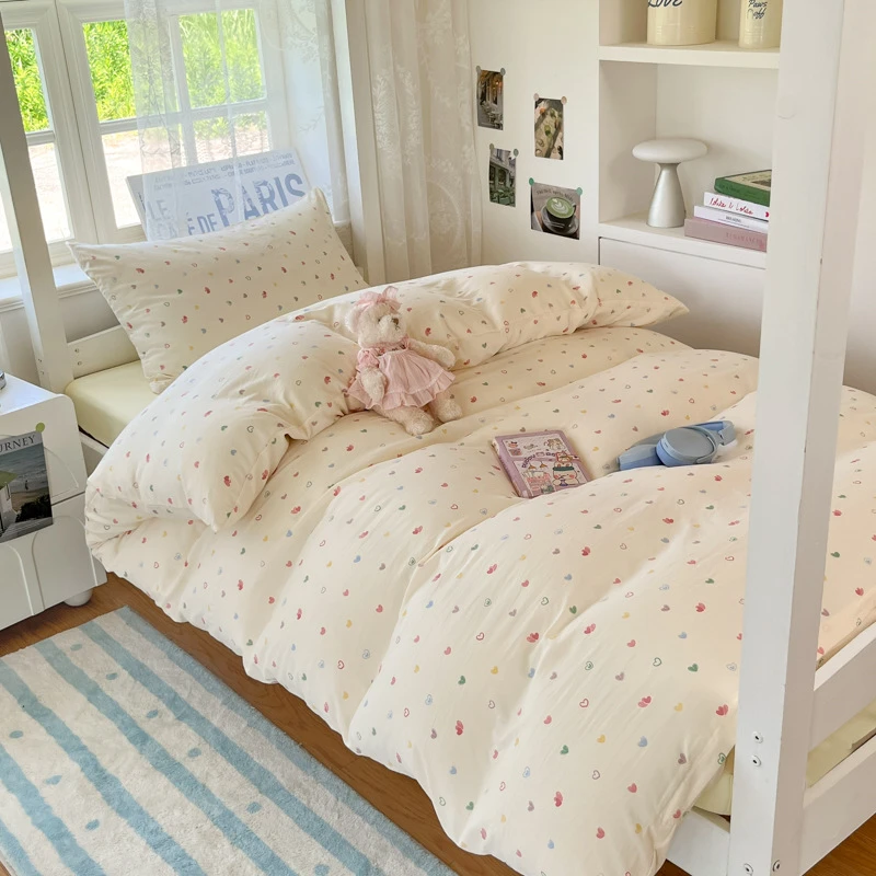 A类学生宿舍四件套开学季学校床上用品水洗棉床单被罩三件套被套