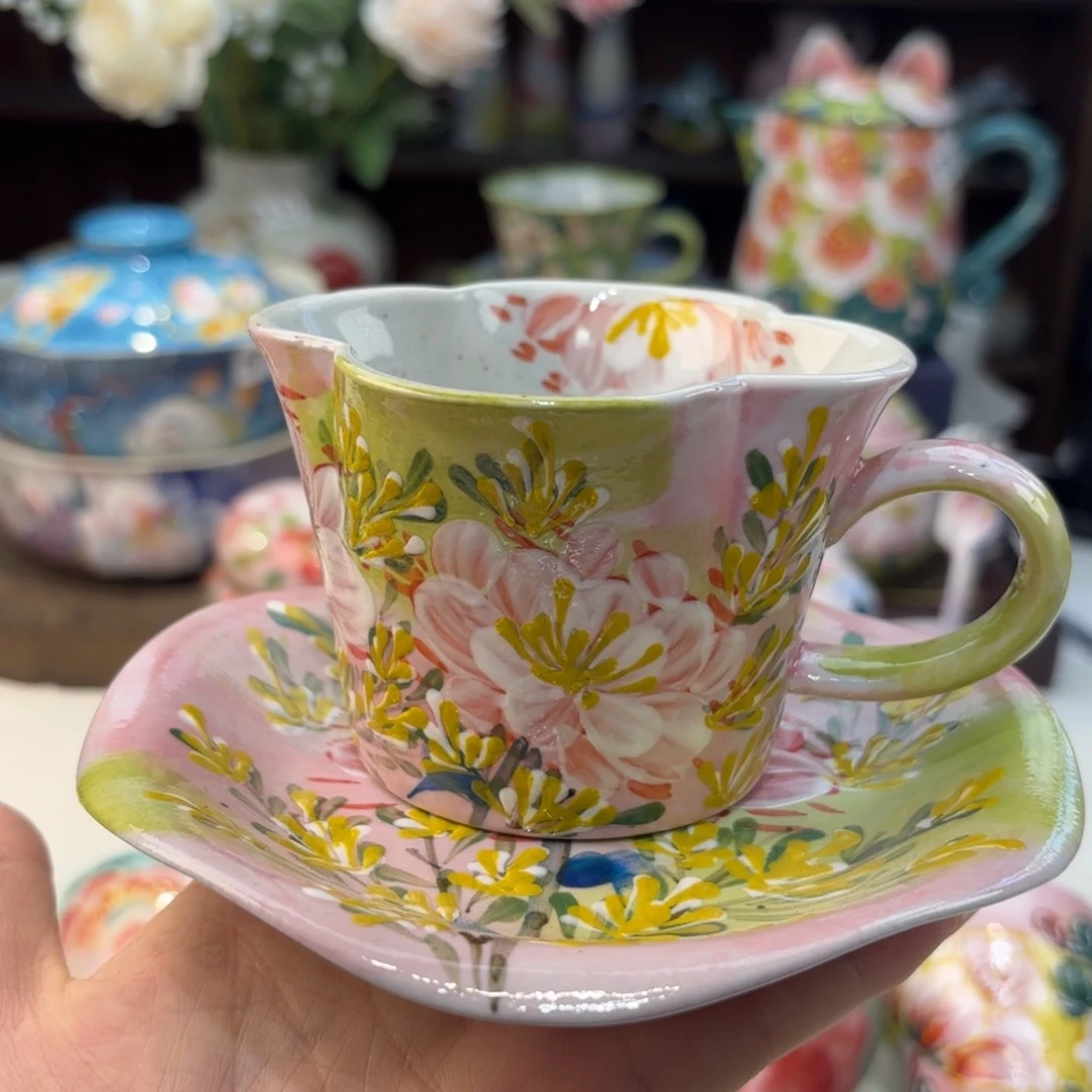 瓷片景德镇手绘高温釉下彩陶瓷茶具