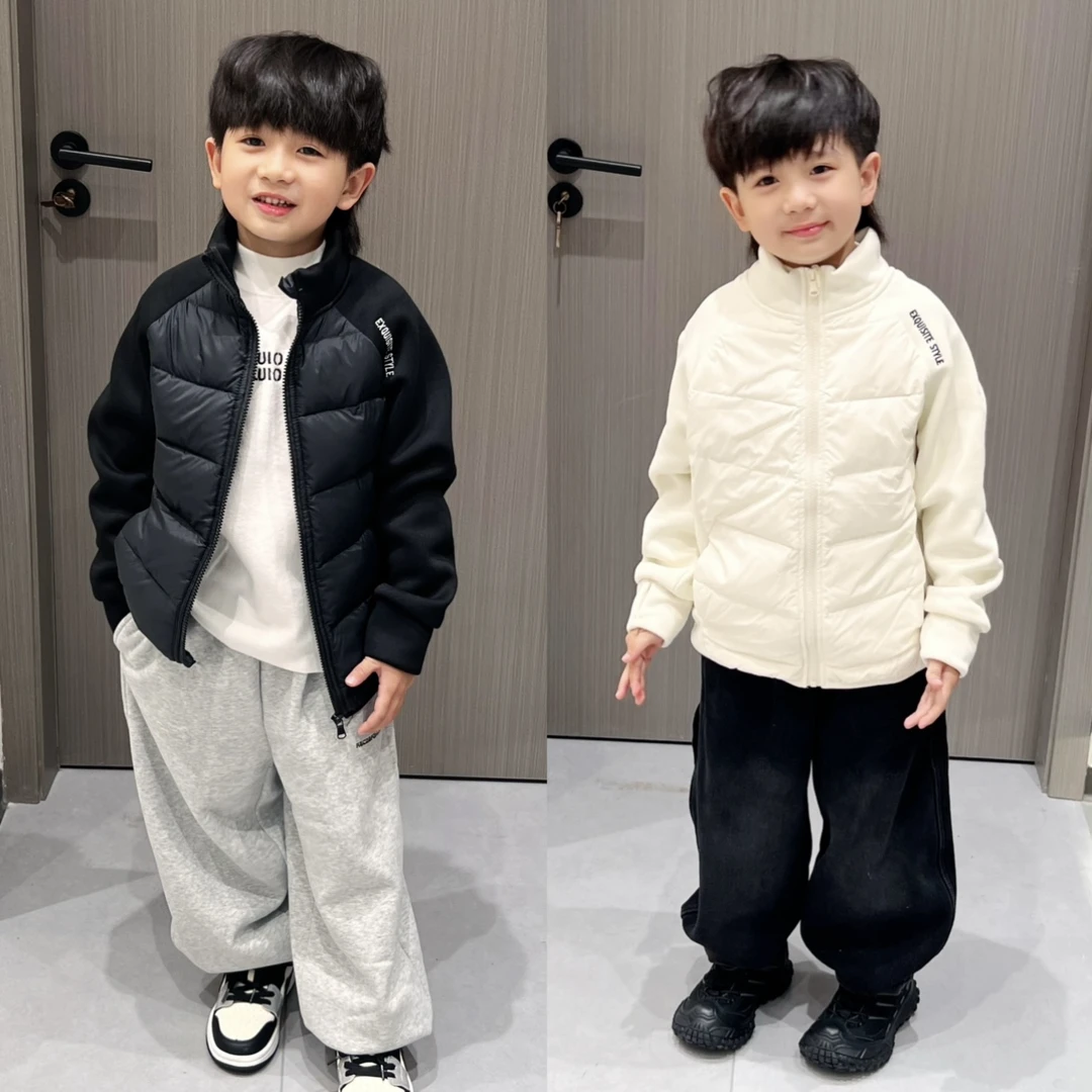 秋冬新款男女童装小孩立领加厚保暖羽绒服外套卫衣中大童上衣外套