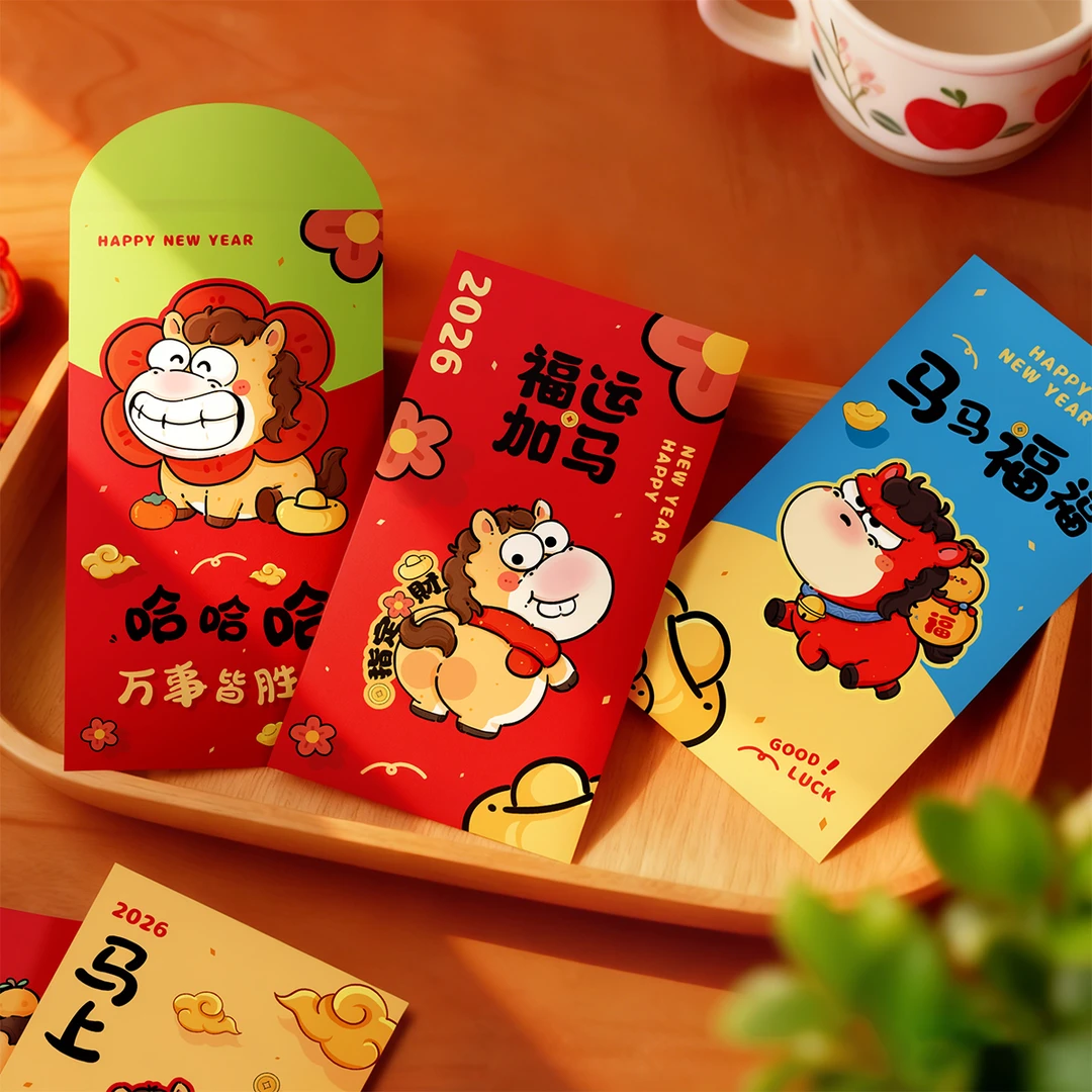 2026马年创意红包袋卡通千元新春儿童压岁钱春节过年用通用利是封
