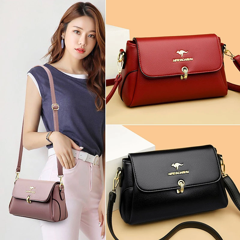 时尚百搭单肩包气质包妈妈包软皮斜跨包简约大气女士包包韩版