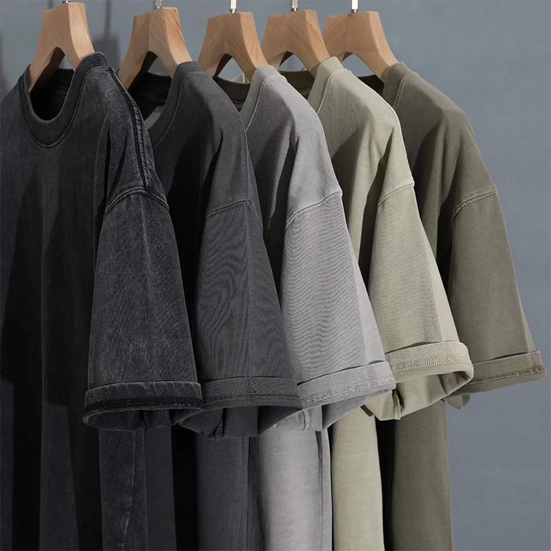 美潮重磅280克做水洗做旧落肩宽松版纯棉32支双沙REP潮牌底衫