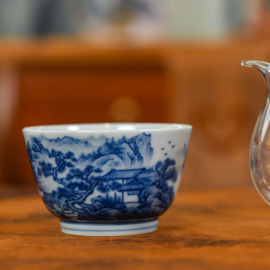 华军鼎成·柴窑青花山水杯