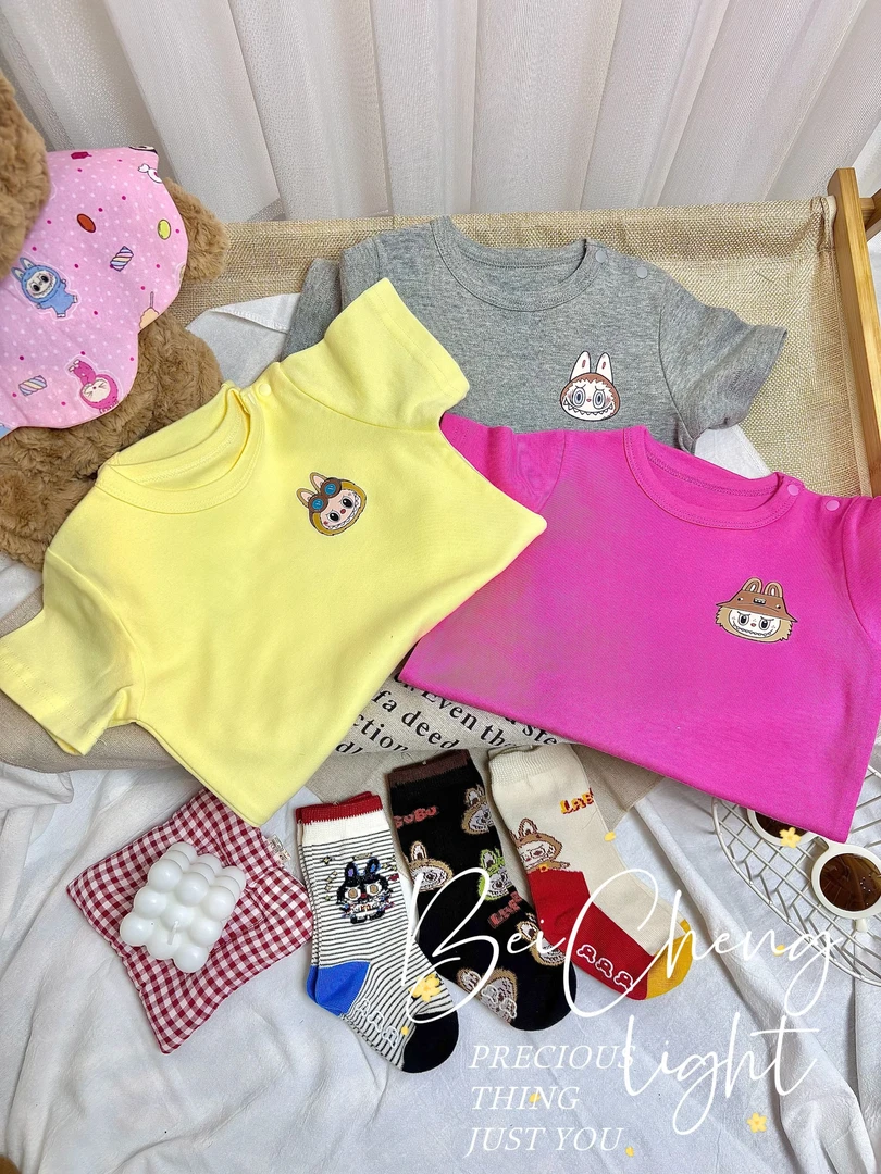 【Labubu包屁】韩版百搭男女宝labubu纯棉圆领卡通夏款婴儿宝宝儿童