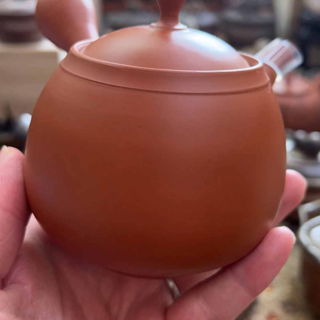 吉川雪月常滑烧侧把壶恰*