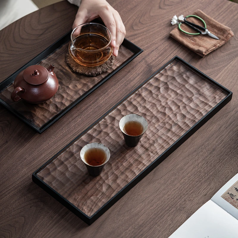 熹吾堂手工北美胡桃木干泡台长方形茶盘家用茶托盘简约实木小茶台