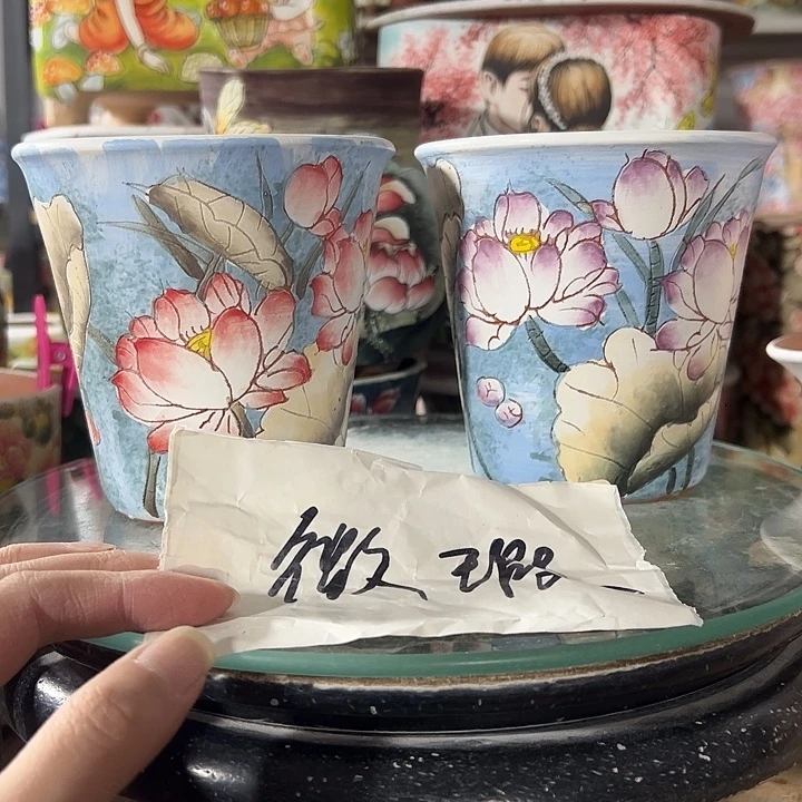 景德镇手绘花盆满38包邮