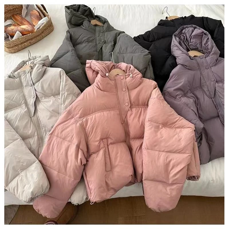 冬季韩版小个子高腰抽绳双拉链头短款羽绒服C8809