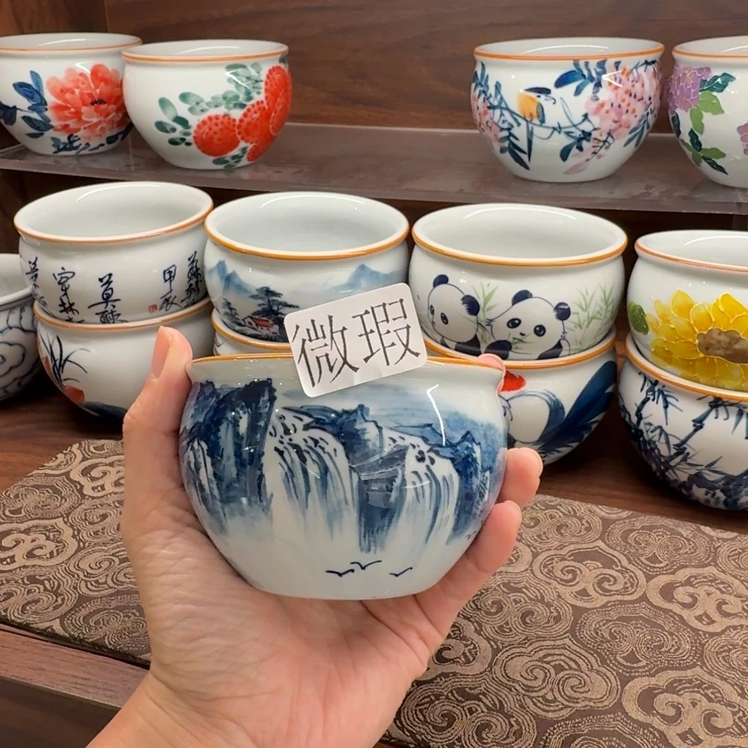 釉下手绘茶具微瑕