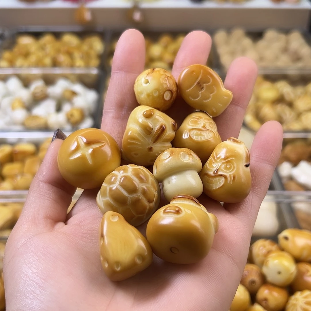 菩提根/象牙果吊坠瑕疵炭烧大混10颗孔道有裂