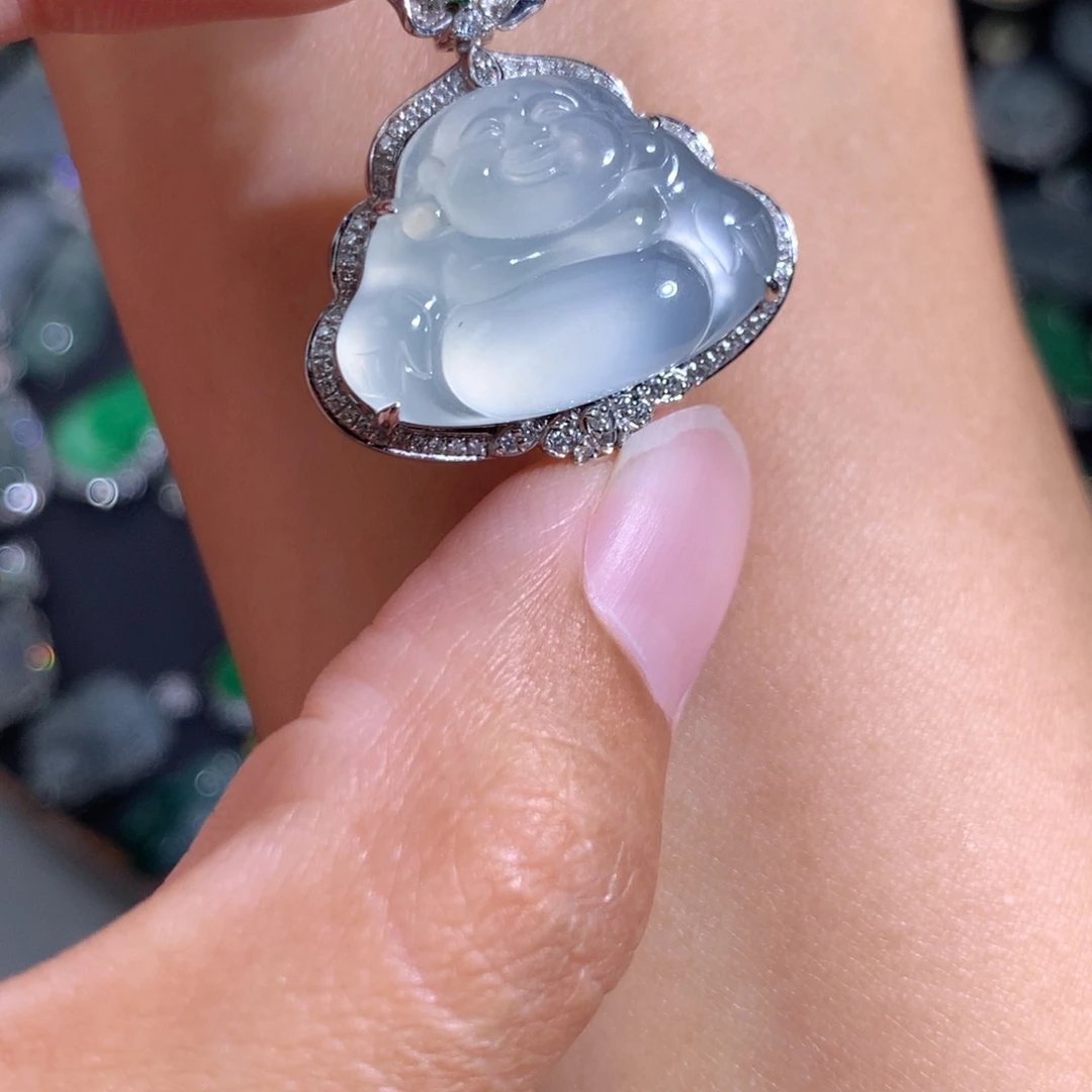 翡翠18K金镶嵌吊坠(不含链)佛公