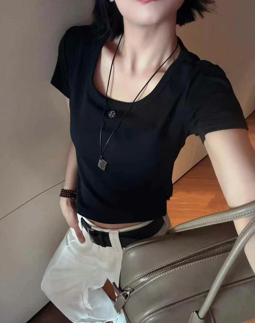 休闲小方领短袖T恤