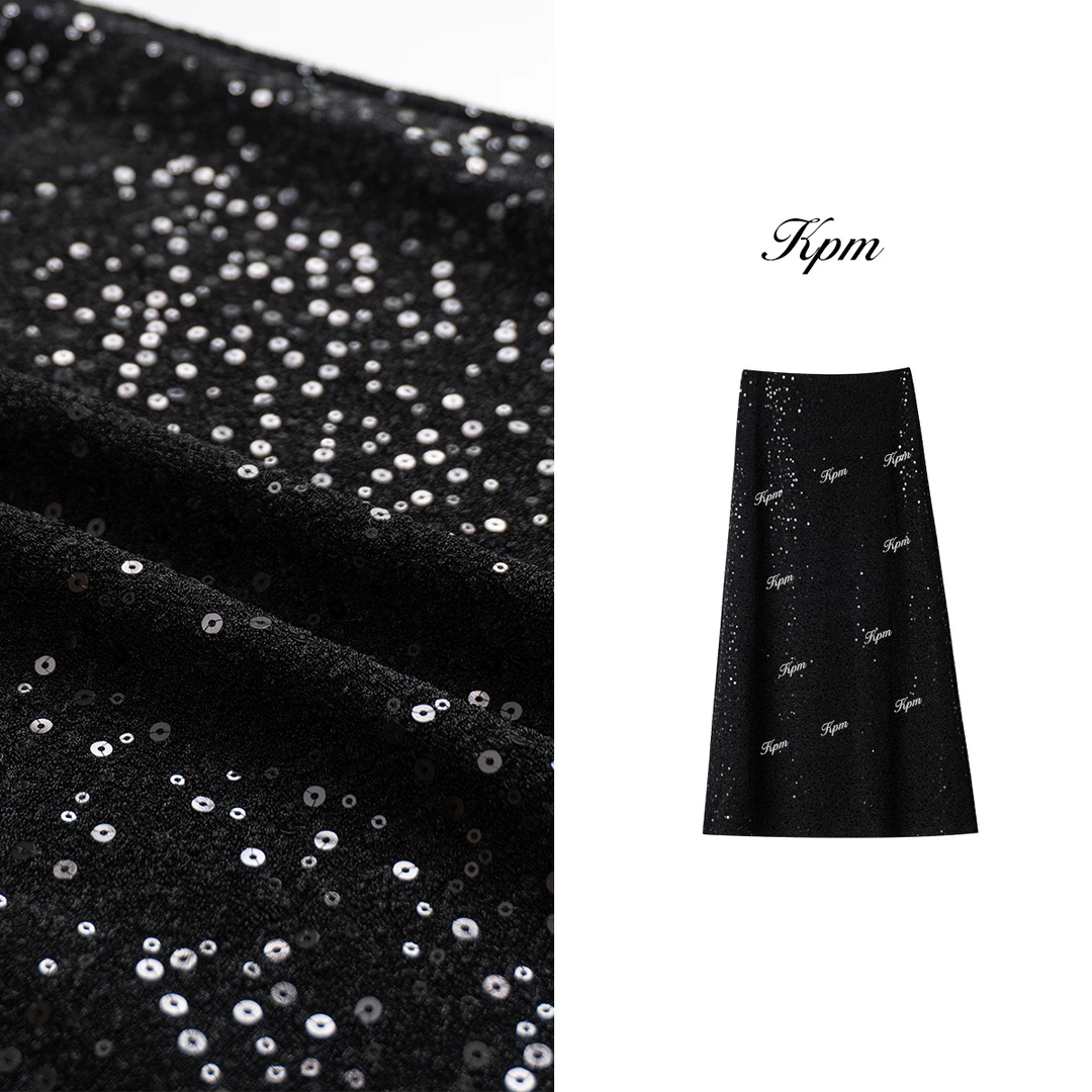 冬季新品高级感轻奢气质减龄精致重工亮片裙百搭显瘦半身裙JN9139