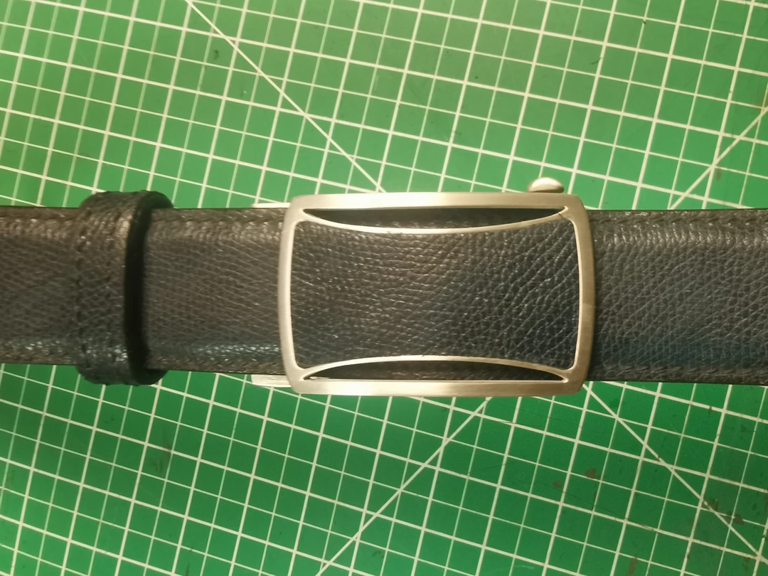 双层真皮腰带不锈钢无牙自动扣黑色皮带