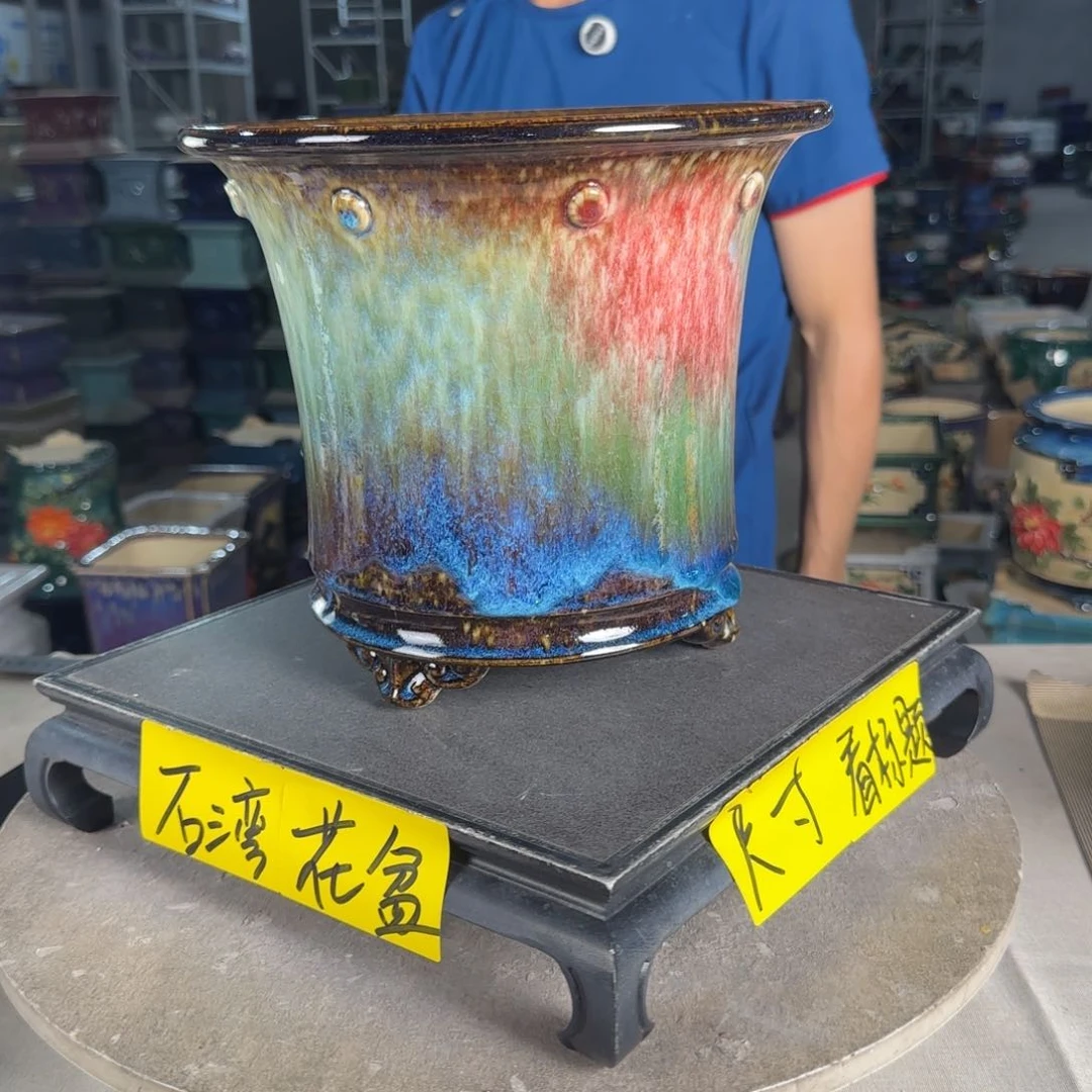 一风堂石湾花盆 内20*18底部高温裂