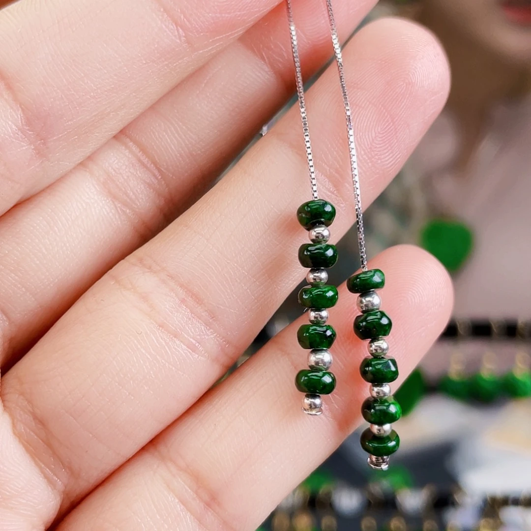 翡翠银S925镶嵌耳饰