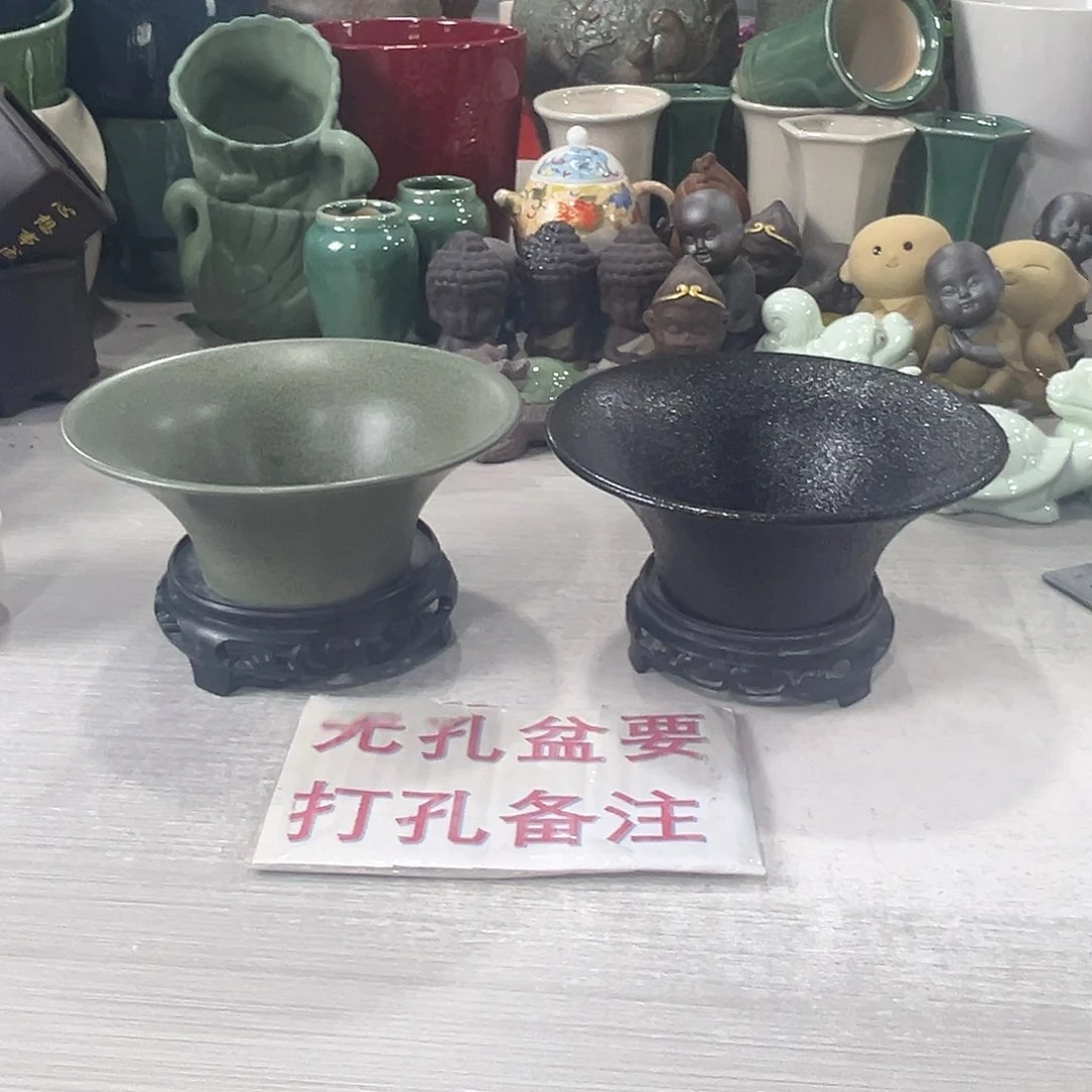 陶瓷绿植多肉微瑕花盆口径16*6.5无孔