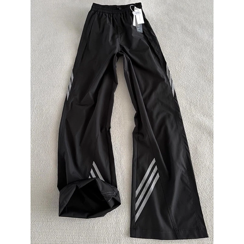 黑色三条斜杠条纹巴黎神裤男款美式复古运动休闲裤直筒阔腿工装裤