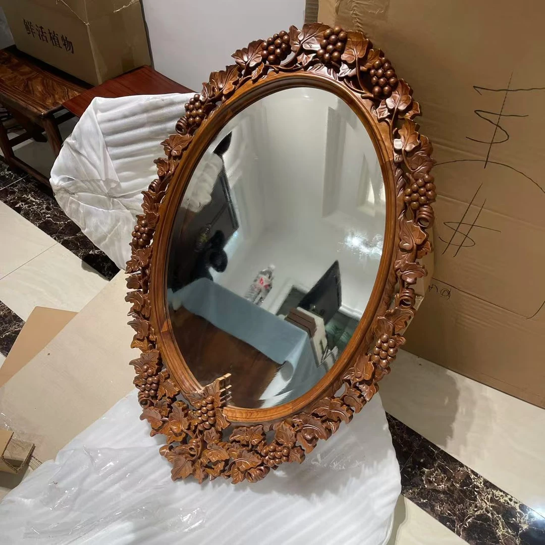 P02J  葡萄椭圆玄关镜 化妆镜 1000*620【样品微瑕-镜面破损】