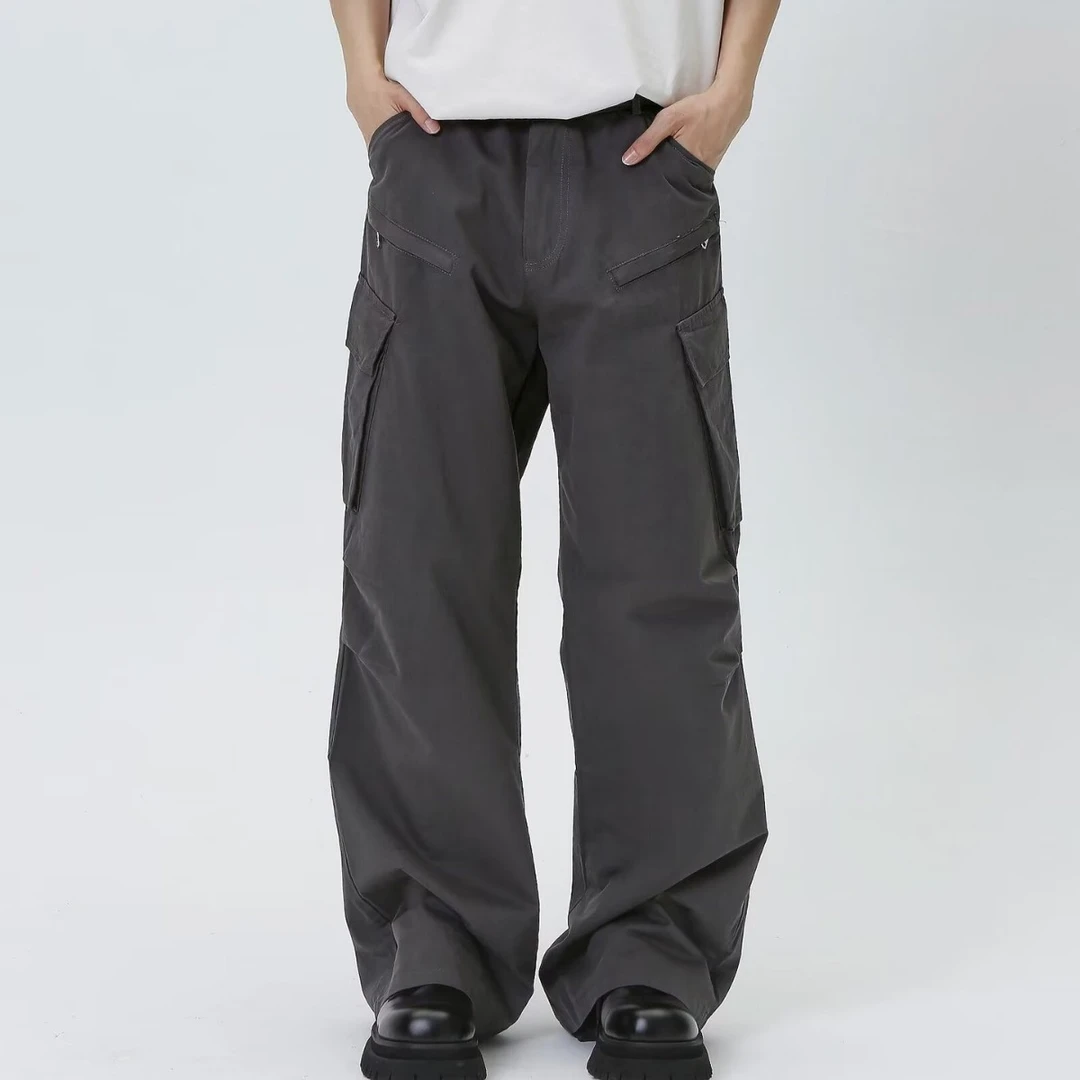 速干宽松简约复古工装裤男春秋百搭休闲长裤直筒裤子轻奢痞帅