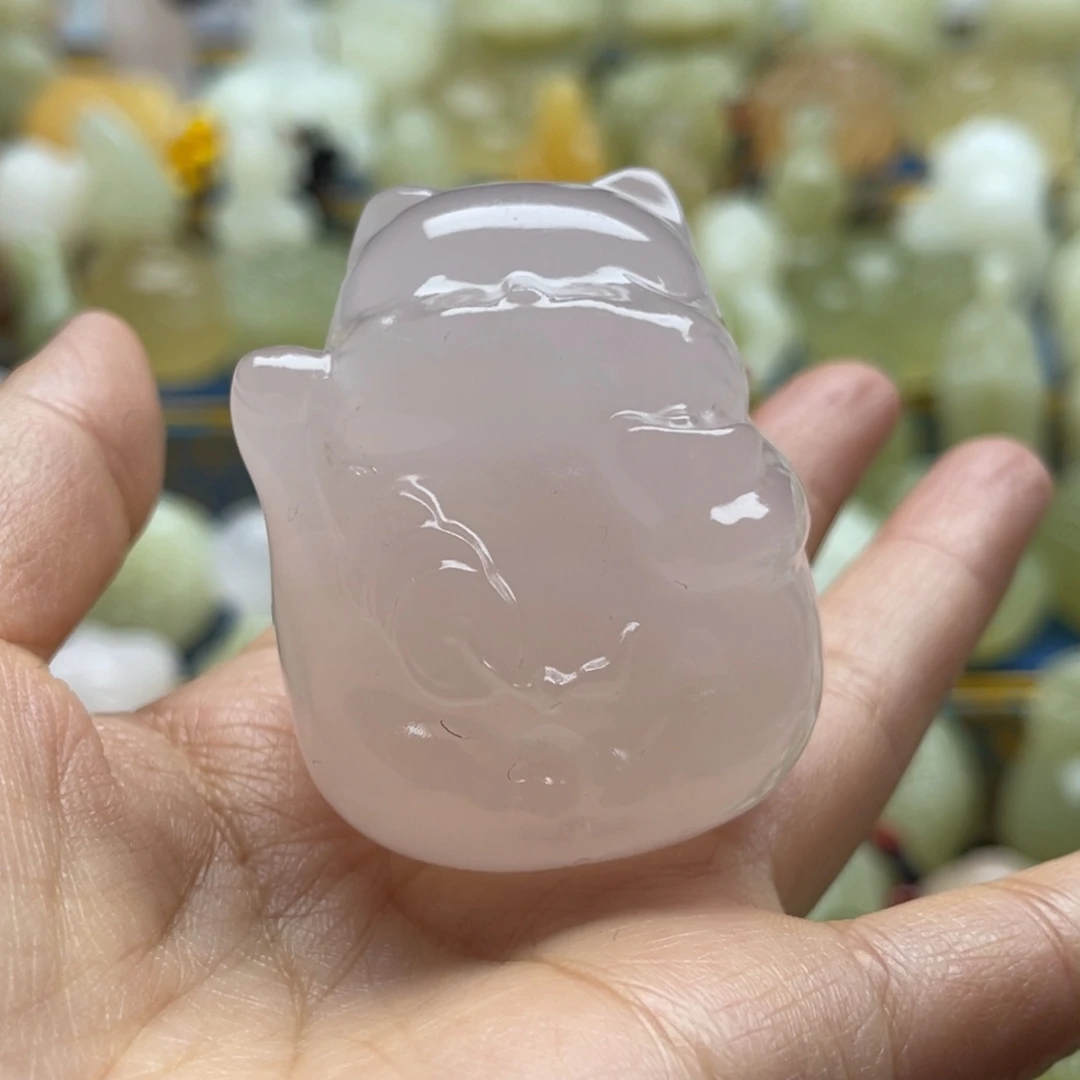 ****猫玉天然桌面小摆件
