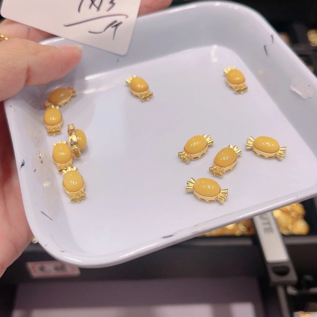 银S925镀金镶嵌蜜蜡珠宝奇石56